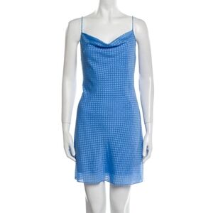 NWT Alice + Olivia Blue Checkard Cowl Neck Elegant Blue Women's Dress